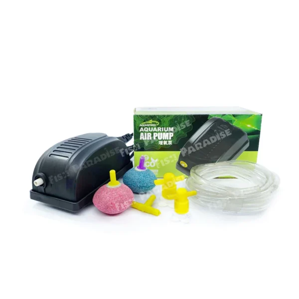 Aquarium Air Pump with 10 Feet Pipe, 2 Air Bubble Stone, 2 Air flow Controller, 1 T Connector